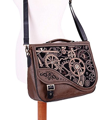 Dark Dreams Tasche Handtasche Schultertasche Umhängetasche Gears Steampunk Gothic Zahnräder braun