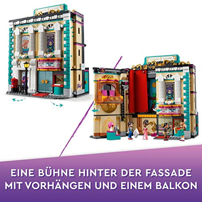 LEGO 41714 Friends Andreas Theaterschule aus Heartlake City, kreatives Spielzeug mit 4 Mini-Puppen und Puppenzubehör für Kinder ab 8 Jahre, Geschenk zu Weihnachten