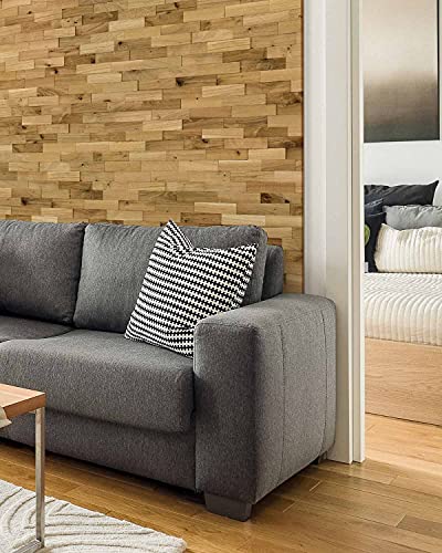 wodewa Wandverkleidung Holz 3D Optik Eiche Rustikal 1m² Wandpaneele Moderne Wanddekoration Holzverkleidung Holzwand Wohnzimmer Küche Schlafzimmer Geölt