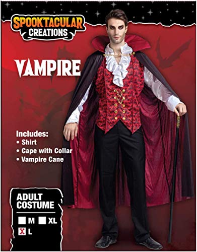 Spooktacular Creations - Vampir Kostüm Erwachsene, Halloween kostüm Vampir, Renaissance Mittelalterliche Vampir Deluxe Halloween Kostüm für Herren Rollenspiel Sins Cosplay (XX-Large, Red)