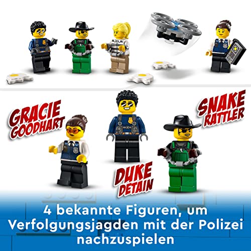 LEGO 60315 City Mobile Polizei-Einsatzzentrale Spielzeug mit Polizeiauto, Gefängnisanhänger, Drohne, Traktor und Minifiguren, Geschenkidee zu Weihnachten