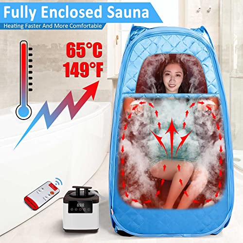 Tabeskly Mini Tragbare Mobile Sauna FüR Zuhause Dampfsauna Saunakabine Saunazelt Heimsauna Zeltsauna Portable Saunen Faltsauna 1 Person Homesauna Verdicken（Blau 1,3 Meter Hoch）