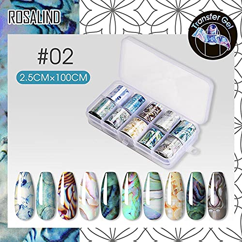 ROSALIND Transferfolie Nägel Marmor 10 Blatt Nagel Aufkleber sticker Nail Art Transferfolie Sticker Holographische Nail Wraps Aufkleber Kit Nagelfolie Transfer für Nailart Folie Transfer