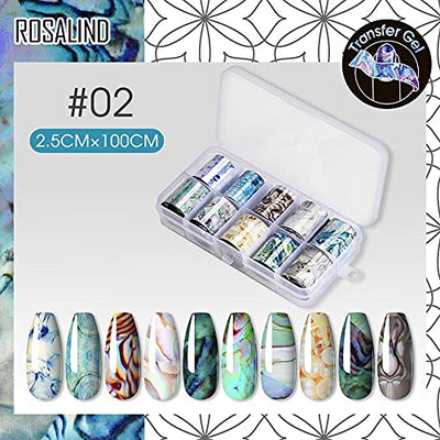 ROSALIND Transferfolie Nägel Marmor 10 Blatt Nagel Aufkleber sticker Nail Art Transferfolie Sticker Holographische Nail Wraps Aufkleber Kit Nagelfolie Transfer für Nailart Folie Transfer