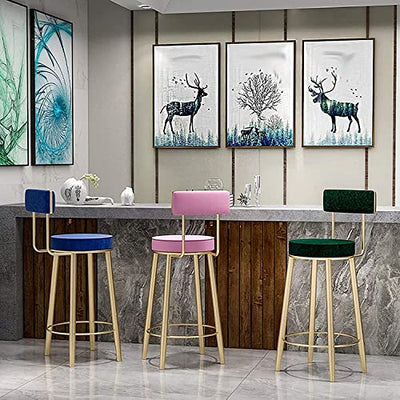 MOCHIYIA Barstools Barhocker 2er Set Designer Barstuhl Hocker Tresenhocker Bistrohocker gepolstert,mit Fußstütze Samt Metallbeine für Zuhause Küche und Esszimmer und Theke Grün und Golden