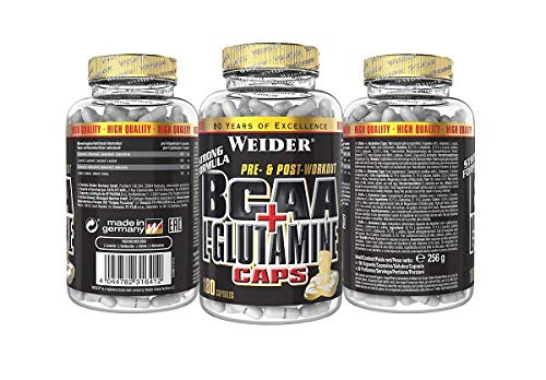 WEIDER BCAA + Glutamin Aminosäuren für Fitness, Bodybuilding u. Krafttraining, 180 Kapseln