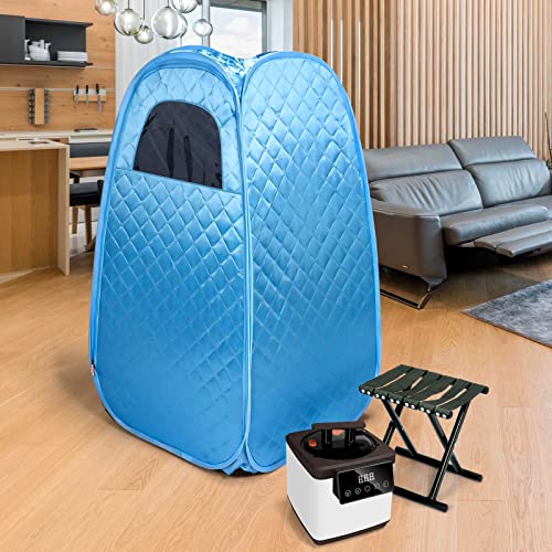 Tabeskly Mini Tragbare Mobile Sauna FüR Zuhause Dampfsauna Saunakabine Saunazelt Heimsauna Zeltsauna Portable Saunen Faltsauna 1 Person Homesauna Verdicken（Blau 1,3 Meter Hoch）