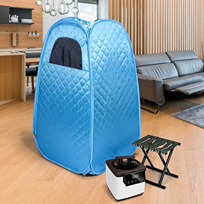 Tabeskly Mini Tragbare Mobile Sauna FüR Zuhause Dampfsauna Saunakabine Saunazelt Heimsauna Zeltsauna Portable Saunen Faltsauna 1 Person Homesauna Verdicken（Blau 1,3 Meter Hoch）