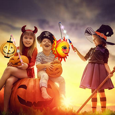 Laternenstab mit LED, LED Laternenstab Elektrisch für St Martin Halloween 4er Kinderlampenstäbe 50CM Laternen Stab für St. Martins-Paraden,Kinderpartys, Kindergarten, Kostümpartys, Halloween, Mehr