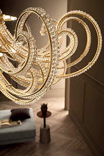 Cristalis Kristall Deckenleuchte Masiero-Leuchten in Gold matt gold hell | Handgefertigt in Italien | Deckenlampe Modern Klassisch Dimmbar | Lampe G9