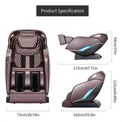 4D Zero Gravity SL Schiene Shiatsu Massagestuhl, Ganzkörper Massagestuhl Liege Mit Timer Bluetooth Hals Schulter Rücken Taille Fußrolle Untere Rückenheizung,Beige