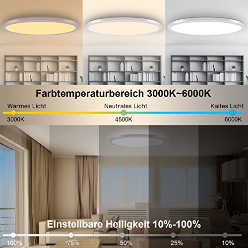 MILFECH 24W LED Deckenleuchte Dimmbar mit Fernbedienung, Deckenlampe RGB Farbwechsel 3200LM IP54 Rund für Schlafzimmer Kinderzimmer Küche Wohnzimmer, 3000K-6000K, Rgb+kaltweiß+warmweiß