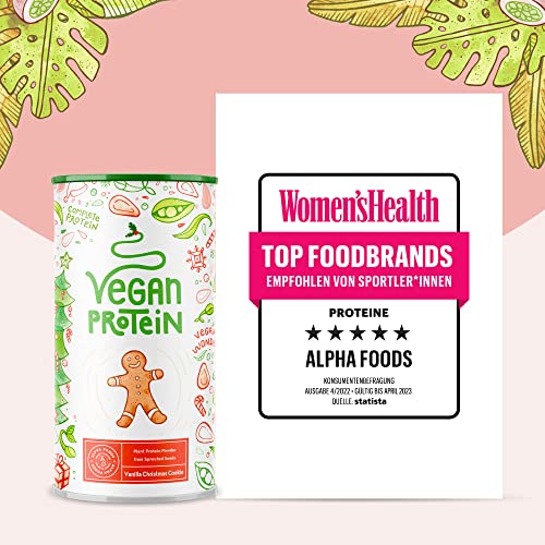 Vegan Protein - VANILLE KIPFERL - Pflanzliches Proteinpulver aus gesprossten Reis, Erbsen, Sojabohnen, Leinsamen, Amaranth, Sonnenblumen- und Kürbiskernen - 600g Pulver