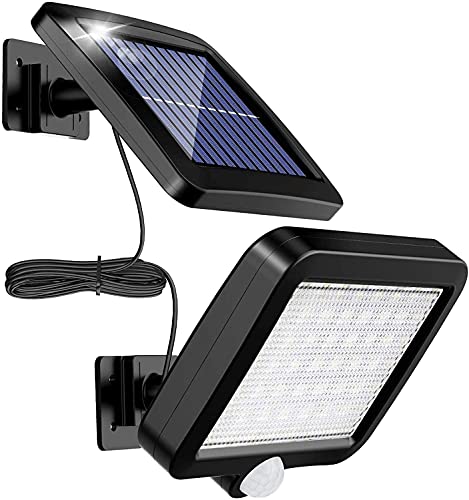 Solarlampen für Außen, MPJ 56 LED Solarleuchte Aussen mit Bewegungsmelder, IP65 Wasserdichte, 120°Beleuchtungswinkel, Solar Wandleuchte für Garten mit 5m Kabel