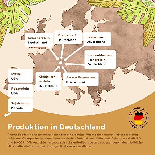 Vegan Protein - ERDNUSSBUTTER - Pflanzliches Proteinpulver aus gesprossten Reis, Erbsen, Sojabohnen, Leinsamen, Amaranth, Sonnenblumen- und Kürbiskernen - 600g Pulver