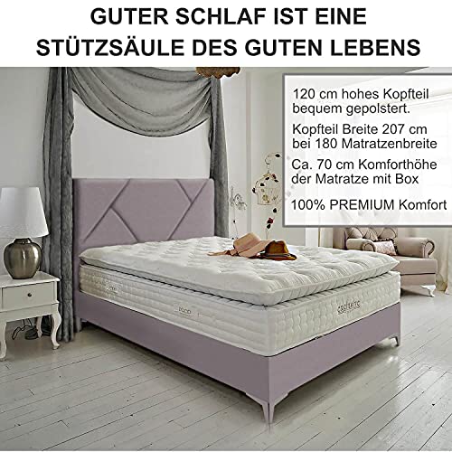 Golden Gate Boxspringbett mit Bettkasten 180x210 Luxus Bett Grafity Gewebe Anthrazit Grau I Doppelbett mit Matratze I Amerikanisches Bett King 7 Zonen Tonnentaschenfederkern Boxspring Schlafsysteme