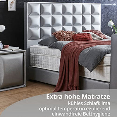 Moebella Magic-Media Boxspringbett 200x200 mit Matratze, 7-Zonen Taschenfederkern, Samt, Bett 200x200, Betten, unterschiedliche Größen (Boxspringbett 180x200 mit Matratze, Bett 160x200,140x200(