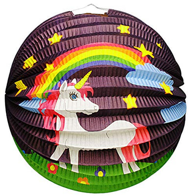 alles-meine.de GmbH Set: Laterne / Lampion + LED Laternenstab - Einhorn & Regenbogen - für Kinder - Papierlaterne Rund - aus Papier - Lampe - Laternen Lampions - Figur - elektris..