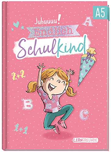 Endlich Schulkind! A5 Erinnerungsbuch zur Einschulung für Mädchen by Häfft [Rosa] Hardcover Einschulungsalbum Schulanfang, erster Schultag | Geschenk für die Schultüte | klimaneutral & nachhaltig