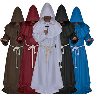 chuangminghangqi Mönch Robe Prister Gewand Mittelalter - Kostüm Renaissance Priester Robe Halloween Cosplay (XL, Schwarz)