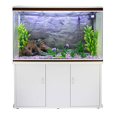 MonsterShop Aquarium Starter Komplettset Aquarium mit passendem Unterschrank Kies Aquarium-Hintergrund 143.5cm H x 120.5cm B x 39cm T