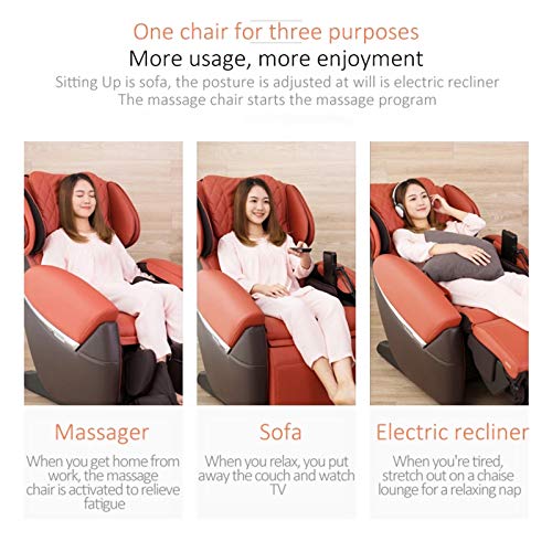 Lzour Elektrische Massage-Raumkapsel Entspannen Sie den Rückenkörper-Massagestuhl, Massagestuhl Zero Gravity-Ganzkörper-Shiatsu-Recliner mit Fußwalzenmassage,Braun