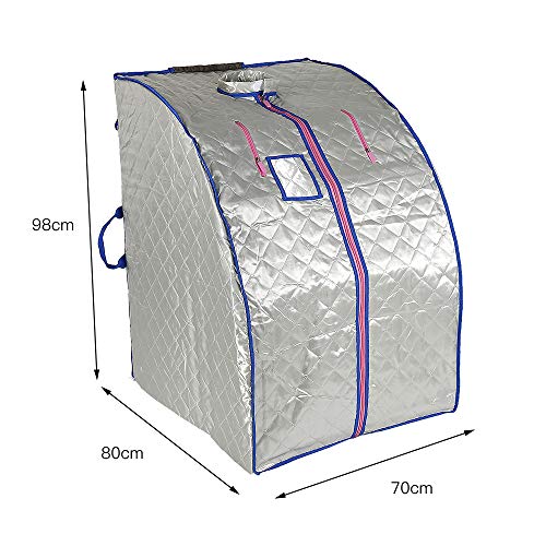 XUANYU Tragbares Infrarot Sauna 1000W Mobile Mini Heimsauna Wärmekabine Sitzsauna Saunakabine Familiensauna, 5 Farben, ca. 70 * 80 * 98 cm (Silber)