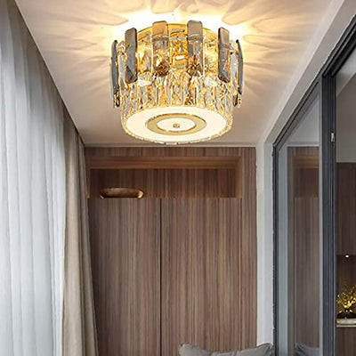 Crystal Deckenlampe,LED Flush-halterung Deckenleuchte Crystal Moderne In Der Nähe Deckenleuchte Runde Crystal Light Fixture Für Küche Schlafzimmer Schrank Für Flur Badezimmer-Gold 75x25cm