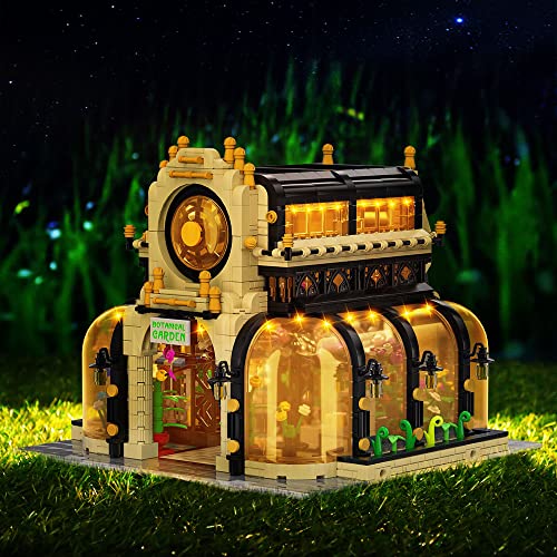 Mould King Haus Bausteine Bausatz Botanischer Garten Bauspielzeug-Set Mit Led-licht 360°-Panorama-Design Moc Klemmbausteine Weihnachten Wohnkultur Für Erwachsene Und Kinder (2147 Teile)