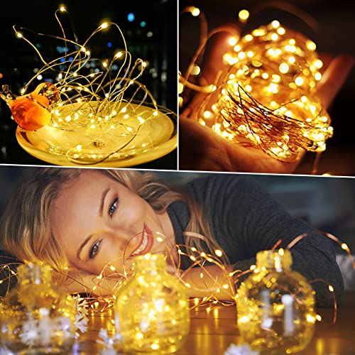 Solar Lichterkette Aussen, MNTCQB 2 Stück 14M 120 LED Solar Lichterkette Außen Wasserdicht Kupferdraht Lichterketten für Weihnachten Partys Garten Hochzeiten Dekoration Warmweiß