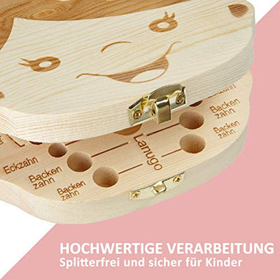 Original Little Moonshine Zahndose Milchzähne inkl. Geschichten der Zahnfee - Zahnbox für Milchzähne aus Holz für Mädchen und Jungen - Milchzahndose Holz - Geschenkideen zu Taufe und Geburtstag