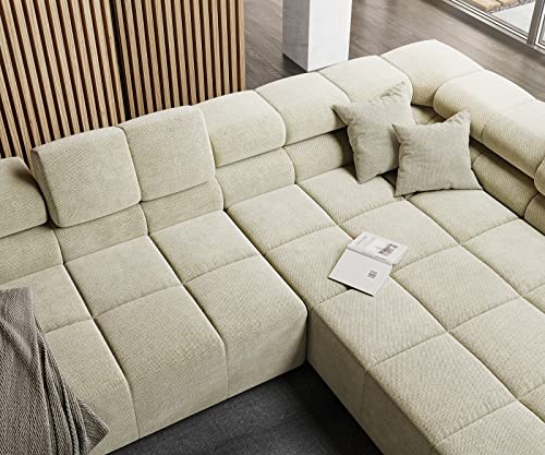 DELIFE Wohnlandschaft Phia Strukturstoff Beige 430x220 cm Sofa