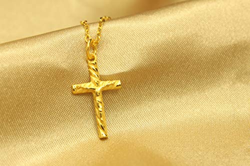 ANAZOZ Halskette Damen 18 Karat Gelbgold Jesus Kreuz Halsketten mit Anhänger Schmuck für Frauen Gold