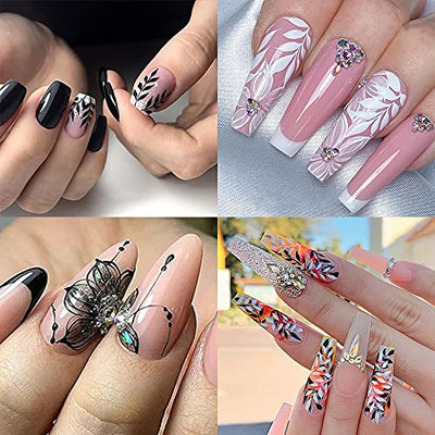 Nagelsticker, Blumen Nagel Aufkleber, Nagelaufkleber Selbstklebend, 3D Weiße Nägel Zum Aufkleben Nagel Zubehör Nageldesign DIY Nagel Dekoration für Frauen Mädchen (6Blatt)