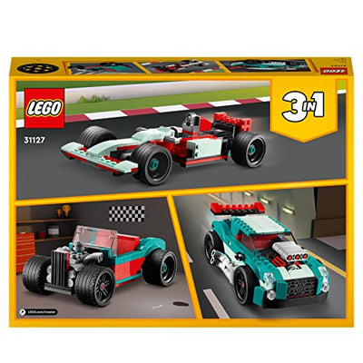 LEGO 31127 Creator 3-in-1 Straßenflitzer: Rennwagen, Muscle Car und Hot Rod, Modellauto Bausatz, Spielzeugauto Geschenkideen für Jungen und Mädchen