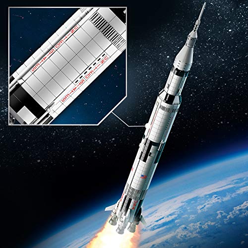 LEGO 92176 Ideas NASA Apollo Saturn V Weltraumrakete und Fahrzeuge, Raumschiff Bauset für Sammler, Modellbausatz für Teenager und Erwachsene