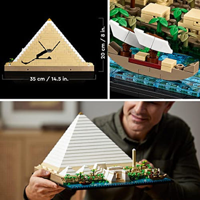 LEGO 21058 Architecture Cheops-Pyramide Bausatz zum Basteln als kreatives Hobby, Geschenkidee für Erwachsene, Männer, Frauen, Mutter, Vater, kreative Aktivität, Sammlung berühmter Sehenswürdigkeiten