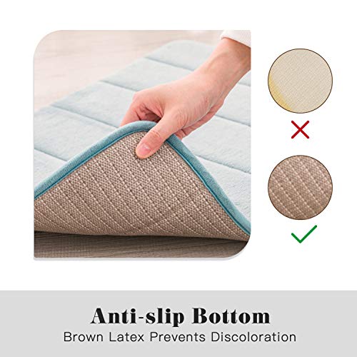 Amazon Brand - Umi Badematte Memoryschaum 50x80cm, Badvorleger rutschfest Waschbar Weicher & Saugfähiger Badteppich, Badezimmerteppich für Badezimmer, Hell Blau