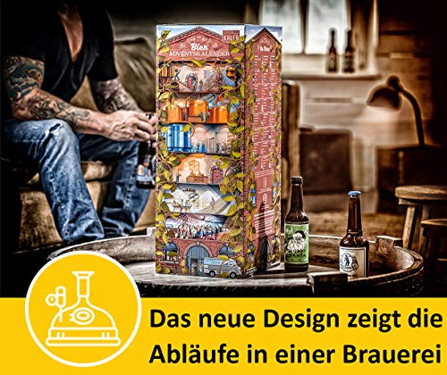 Bier-Adventskalender, Edition Brauwerk 24 deutsche Biere von Privatbrauereien, Premium Biere mit neuer Bestückung 2022, Perfektes Biergeschenk für alle Bierliebhaber, mit Anleitung zur Verkostung