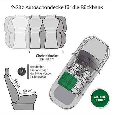 Doctor Bark Hunde 2-Sitz-Autoschondecke für die Rücksitzbank, All-Side Schutz mit Reißverschluss für alle PKWs und SUVs, M in Grau