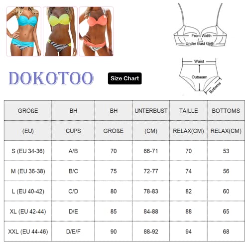 Dokotoo Damen Bikini Set Sexy Push Up Badeanzug Zweiteilige Bademode Swimsuit, Mehrfarbig, S