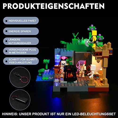 Led Licht Set für Lego 21189 Minecraft Das Skelettverlies Spielzeug Set (Kein Lego-Modell enthalten, nur Beleuchtung), BrickBling Dekoration DIY Beleuchtungsset für Lego Das Skelettverlies