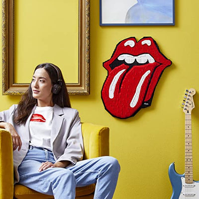 LEGO 31206 Art The Rolling Stones Logo Bastelset für Erwachsene, Geschenk für Männer, Frauen, Ehemann, Ehefrau, Musikfans mit Soundtrack, DIY - Haus oder Büro 3D-Deko, 60-jähriges Jubiläum Sammlerset