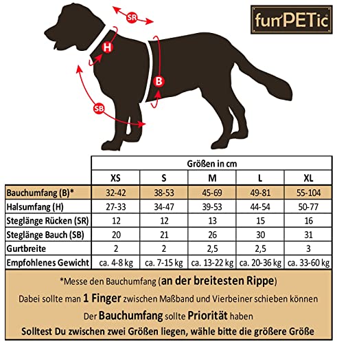 funPETic Hundegeschirr 2021 - Anti-Zug Geschirr, reflektierend, gepolstert und atmungsaktiv - Brustgeschirr für kleine, mittelgroße und große Hunde (L)