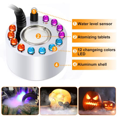 Halloween Ultraschall-Nebelmacher,Mini Nebelmaschine mit Halloween Kürbis Eimer,Vernebler für Halloween Party,Halloween Deko Kürbis mit LED Beleuchtet,Halloween Decoration für Tischdeko Garten