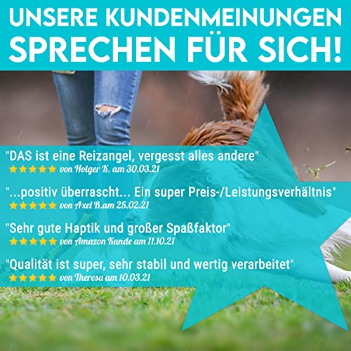 HUND IST KÖNIG® Reizangel Hunde - Profi Reizangel für Hunde für ultimativen Spielspaß & körperliche Auslastung - Hochwertige Reizangel Hund inkl. 2 Tauen + Ersatzseil + eBook - robust & leicht