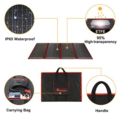 DOKIO 200W 18V Faltbar Solar Panel Kit Monokristallines Mit Solarladeregler Und PV-Kabel (Für 12V Kfz Batterie, AGM, Gelbatterie, SäUrebatterie) Flott Geliefert, Ausgepackt Und Geht