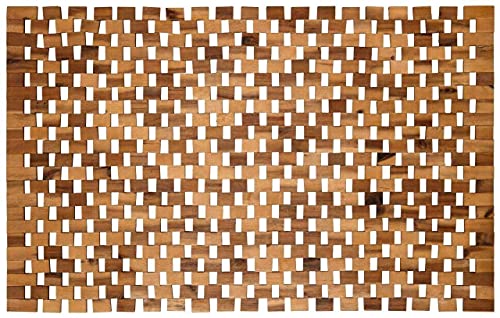 rutschfeste Holz Badematte Natur 50x80 - Nachhaltige, Robuste Holzmatte für Badezimmer, Sauna & Wellness - Duschvorleger aus 100% Akazienholz