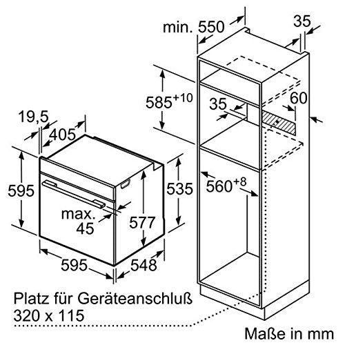 Bosch HRG6769S6 Serie 8 Smarter Einbau-Backofen mit Dampfunterstützung, 60 x 60 cm, Made in Germany, Pyrolyse Selbstreinigung, Bosch Assist Backeinstellung auf Knopfdruck, PerfectBake Backsensor