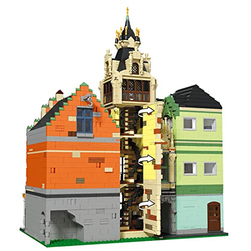 ReallyPow Uhrenturm, 4-in-1 Glockenturm mit Minifiguren, Bell Tower Moc Stadthaus, Häuser Komoatibel mit Lego Creator Haus - 7010 Teile